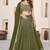 BEWITCHING OLIVE SEQUINS & ZARI EMBROIDERED GEORGETTE DESIGNER BRIDAL WEDDING PARTY WEAR FESTIVAL SEMI STITCHED LEHENGA