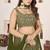 BEWITCHING OLIVE SEQUINS & ZARI EMBROIDERED GEORGETTE DESIGNER BRIDAL WEDDING PARTY WEAR FESTIVAL SEMI STITCHED LEHENGA