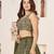 BEWITCHING OLIVE SEQUINS & ZARI EMBROIDERED GEORGETTE DESIGNER BRIDAL WEDDING PARTY WEAR FESTIVAL SEMI STITCHED LEHENGA