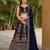 NAVY BLUE SEQUINS THREAD & ZARI EMBROIDERED GEORGETTE DESIGNER BRIDAL WEDDING PARTY WEAR FESTIVAL SEMI STITCHED LEHENGA