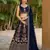 NAVY BLUE SEQUINS THREAD ZARI EMBROIDERED GEORGETTE SEMI STITCHED LEHENGA