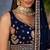 NAVY BLUE SEQUINS THREAD & ZARI EMBROIDERED GEORGETTE DESIGNER BRIDAL WEDDING PARTY WEAR FESTIVAL SEMI STITCHED LEHENGA
