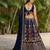 NAVY BLUE SEQUINS THREAD & ZARI EMBROIDERED GEORGETTE DESIGNER BRIDAL WEDDING PARTY WEAR FESTIVAL SEMI STITCHED LEHENGA