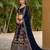 NAVY BLUE SEQUINS THREAD & ZARI EMBROIDERED GEORGETTE DESIGNER BRIDAL WEDDING PARTY WEAR FESTIVAL SEMI STITCHED LEHENGA