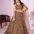 GRACEFUL BROWN SEQUINS THREAD BADLA ZARI EMBROIDERED SOFT NET FESTIVAL PARTY WEDDING SEMI STITCHED LEHENGA CHOLI
