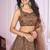 GRACEFUL BROWN SEQUINS THREAD BADLA ZARI EMBROIDERED SOFT NET FESTIVAL PARTY WEDDING SEMI STITCHED LEHENGA CHOLI