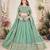 PISTA GREEN SEQUINS & THREAD EMBROIDERED GEORGETTE DESIGNER WEDDING PARTY WEAR FESTIVAL SEMI STITCHED LEHENGA