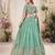 PISTA GREEN SEQUINS & THREAD EMBROIDERED GEORGETTE DESIGNER WEDDING PARTY WEAR FESTIVAL SEMI STITCHED LEHENGA