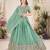 PISTA GREEN SEQUINS & THREAD EMBROIDERED GEORGETTE DESIGNER WEDDING PARTY WEAR FESTIVAL SEMI STITCHED LEHENGA
