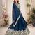TEAL BLUE SEQUINS & THREAD EMBROIDERED GEORGETTE DESIGNER WEDDING PARTY WEAR FESTIVAL SEMI STITCHED LEHENGA