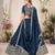 TEAL BLUE SEQUINS THREAD EMBROIDERED GEORGETTE SEMI STITCHED LEHENGA