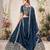 TEAL BLUE SEQUINS & THREAD EMBROIDERED GEORGETTE DESIGNER WEDDING PARTY WEAR FESTIVAL SEMI STITCHED LEHENGA