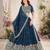 TEAL BLUE SEQUINS & THREAD EMBROIDERED GEORGETTE DESIGNER WEDDING PARTY WEAR FESTIVAL SEMI STITCHED LEHENGA