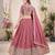 PASTEL PINK SEQUINS & THREAD EMBROIDERED GEORGETTE DESIGNER WEDDING PARTY WEAR FESTIVAL SEMI STITCHED LEHENGA