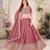 PASTEL PINK SEQUINS THREAD EMBROIDERED GEORGETTE SEMI STITCHED LEHENGA