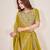 YELLOW SEQUINS THREAD EMBROIDERED GEORGETTE SEMI STITCHED LEHENGA