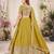 YELLOW SEQUINS THREAD EMBROIDERED GEORGETTE SEMI STITCHED LEHENGA