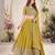 YELLOW SEQUINS THREAD EMBROIDERED GEORGETTE SEMI STITCHED LEHENGA