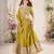 YELLOW SEQUINS THREAD EMBROIDERED GEORGETTE SEMI STITCHED LEHENGA