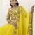 MESMERIZINGYELLOW THREAD & SEQUINS EMBROIDEREY ORGANZA  DESIGNER WEDDING PARTY WEAR FESTIVAL SEMI STITCHED LEHENGA