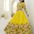 MESMERIZINGYELLOW THREAD & SEQUINS EMBROIDEREY ORGANZA  DESIGNER WEDDING PARTY WEAR FESTIVAL SEMI STITCHED LEHENGA