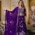 PURPLE SEQUINS THREAD EMBROIDERED GEORGETTE SEMI STITCHED LEHENGA