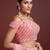 CAPTIVATING PEACH ZARI SEQUINS EMBROIDERY WORK ORGANZA SILK FESTIVAL PARTY DESIGNER WEDDING SEMI STITCHED LEHENGA