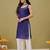 Hand Embroidered Navy Blue Georgette Lucknowi Chikankari Women Kurta With Slip