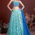 PHENOMENAL SKY BLUE DIGITAL POSITION PRINT AND EMBROIDERY WITH REAL MIRROR CHINNON SILK FESTIVAL DESIGNER LEHENGA CHOLI