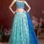 SKY BLUE DIGITAL PRINT MIRROR EMBROIDERY  CHINNON SILK LEHENGA CHOLI