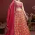 RED DIGITAL PRINT MIRROR EMBROIDERY  CHINNON SILK LEHENGA CHOLI