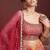 FANTASTIC RED DIGITAL POSITION PRINT AND EMBROIDERY WITH REAL MIRROR CHINNON SILK FESTIVAL DESIGNER LEHENGA CHOLI