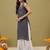Women Hand Embroidered Grey Georgette Lucknow Chikan Kurta With Slip