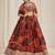 ORANGE ZARI SEQUINS EMBROIDEREY FLORAL PRINTED ORGANZA LEHENGA CHOLI