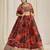 ORANGE ZARI SEQUINS EMBROIDEREY FLORAL PRINTED ORGANZA LEHENGA CHOLI