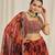 ORANGE ZARI SEQUINS EMBROIDEREY FLORAL PRINTED ORGANZA LEHENGA CHOLI