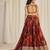 ORANGE ZARI SEQUINS EMBROIDEREY FLORAL PRINTED ORGANZA LEHENGA CHOLI