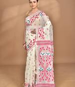 Pure cotton dhakai jamdani handloom saree with blouse