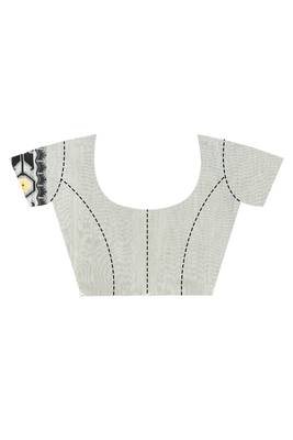 off white cotton dhakai jamdani handloom saree with blouse 5