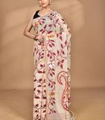 brown Cotton Dhakai Jamdani Handloom Saree With Blouse