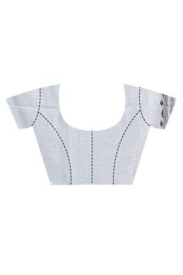 grey Cotton Dhakai Jamdani Handloom Saree With Blouse 4