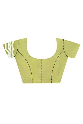 green Cotton Dhakai Jamdani Handloom Saree With Blouse 3