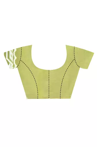 green Cotton Dhakai Jamdani Handloom Saree With Blouse
