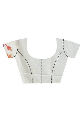 off white Cotton Dhakai Jamdani Handloom Saree With Blouse 4