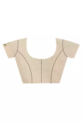 Cream Cotton Dhakai Jamdani Handloom Saree With Blouse