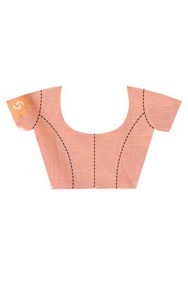 peach Cotton Dhakai Jamdani Handloom Saree With Blouse 4