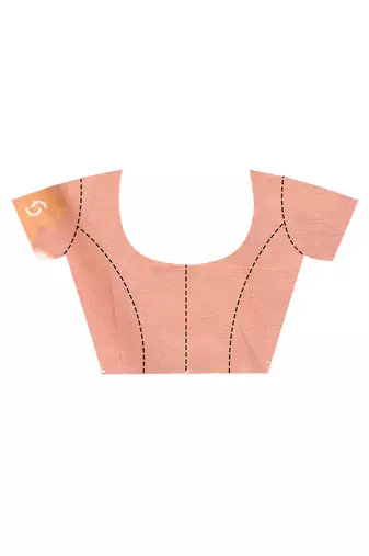 peach Cotton Dhakai Jamdani Handloom Saree With Blouse