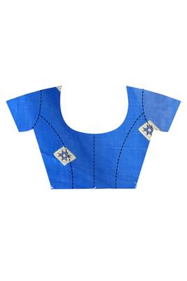 blue Cotton Dhakai Jamdani Handloom Saree With Blouse 4