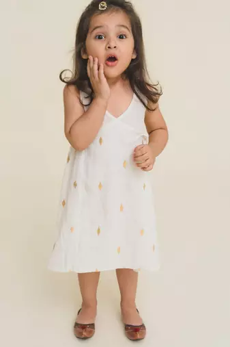 White plain cotton dress