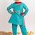Teal plain cotton kurta set